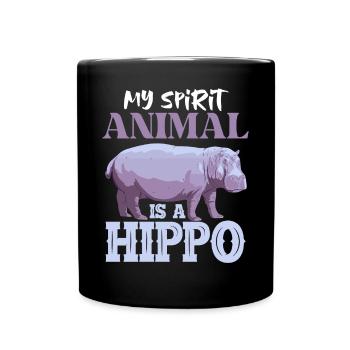 Nilpferd Mama Mein Krafttier Ist Ein Nilpferd - Tasse einfarbig - Schwarz - Vorne