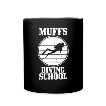 Herren Muffs Tauchschule Vintage Lustiger Taucher - Tasse einfarbig - Schwarz - Vorne