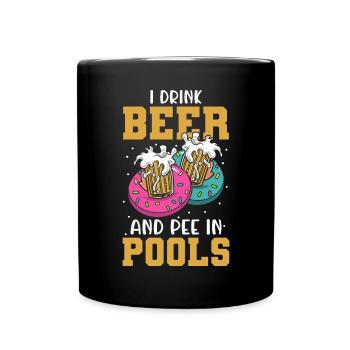 Komisch Pinkeln Ich In Öffentlichen Pools - Tasse einfarbig - Schwarz - Vorne