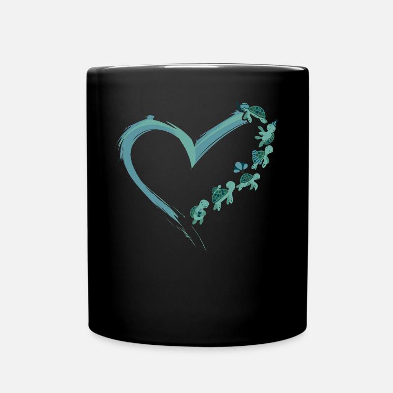 Sea Turtle Tortoise Heart - Tasse einfarbig - Schwarz