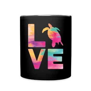 Sea Turtle Tortoise Love - Tasse einfarbig - Schwarz - Vorne