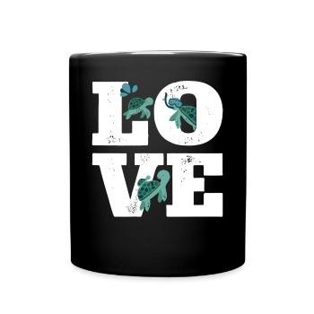 Sea Turtle Tortoise Love - Tasse einfarbig - Schwarz - Vorne