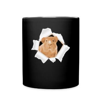 Hamster peeking through a hole - Full Colour Mug - black - Front