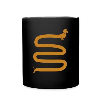 Long Dachshund Dog Breed Wiener Sausage Dog - Full Colour Mug - black - Front
