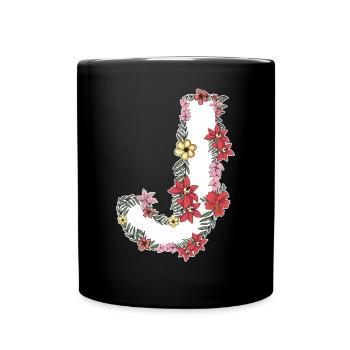 Floral Letter J - Full Colour Mug - black - Front
