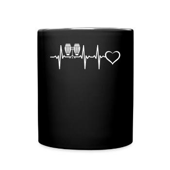 Conga Heartbeat Heart Conga Drums Conga Musician - Full Colour Mug - black - Front
