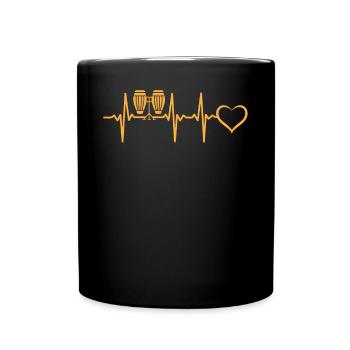 Conga Heartbeat Heart Conga Player Conga Drum Inst - Full Colour Mug - black - Front