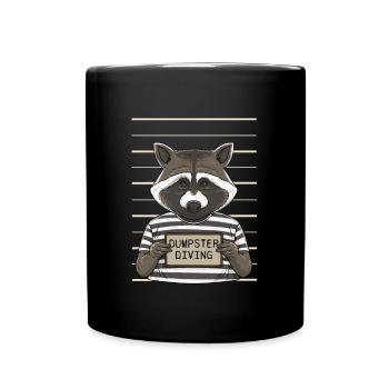 Raccoon lover garbage collecting garbage containers - Full Colour Mug - black - Front