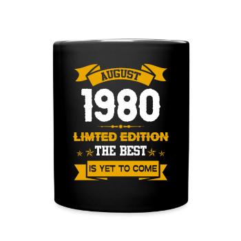 August 1980 Geburtstagsgeschenk - Tasse einfarbig - Schwarz - Vorne
