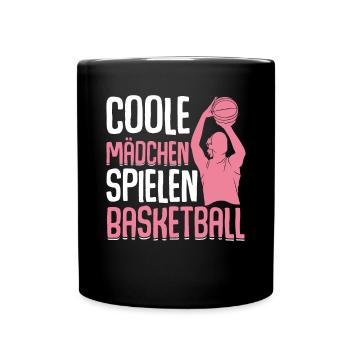 Coole Mädchen Basketball Sport - Tasse einfarbig - Schwarz - Vorne