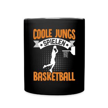 Coole Jungs spielen Basketball Geschenkidee - Tasse einfarbig - Schwarz - Vorne