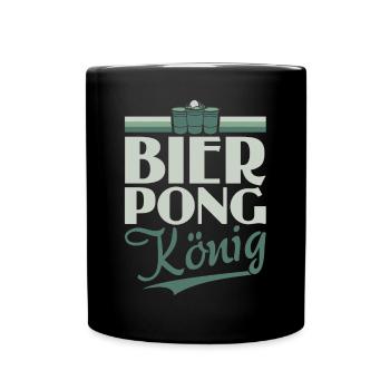 Bier Pong König - Bierpong Saufen Bier Pong - Tasse einfarbig - Schwarz - Vorne