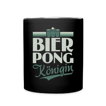 Bier Pong Königin - Bierpong Saufen Bier Pong - Tasse einfarbig - Schwarz - Vorne