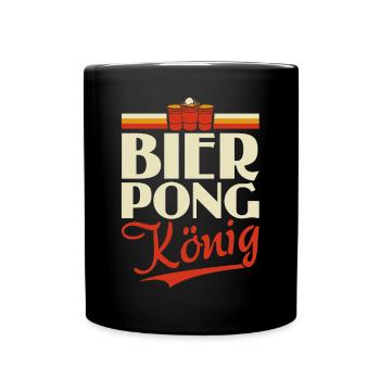 Bier Pong König - Bierpong Saufen Bier Pong - Tasse einfarbig - Schwarz - Vorne