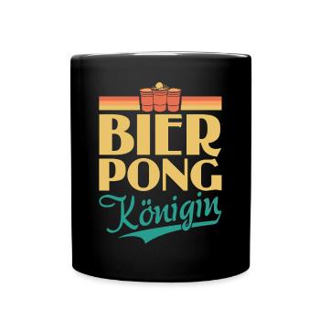 Bier Pong Königin - Bierpong Saufen Bier Pong - Tasse einfarbig - Schwarz - Vorne