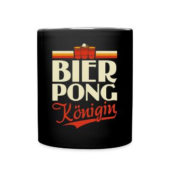Bier Pong Königin - Bierpong Saufen Bier Pong - Tasse einfarbig - Schwarz - Vorne