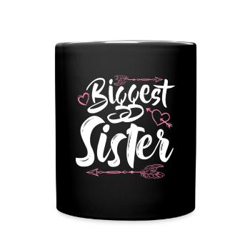 Biggest Sister Funny Matching Sibling Daughters Gi - Full Colour Mug - black - Front