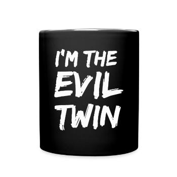 Ich bin der böse Zwilling lustige Halloween-Geschwister Matchin - Tasse einfarbig - Schwarz - Vorne