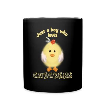 Just A Boy Who Loves Chickens - Full Colour Mug - black - Front