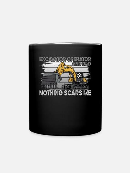 Excavator And Dad - Tasse einfarbig - Schwarz
