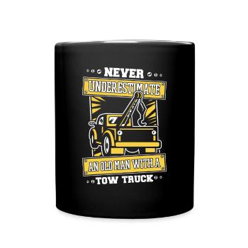 Never Underestimate An Old Man With Tow Truck - Full Colour Mug - black - Front