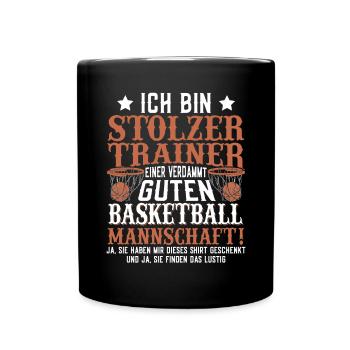 Trainer Geschenkidee Basketball Mannschaft - Tasse einfarbig - Schwarz - Vorne