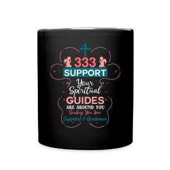 Angel Number 333 Support Spiritual - Full Colour Mug - black - Front