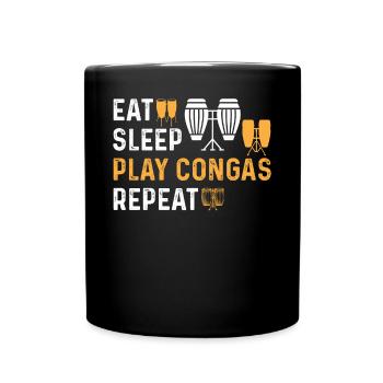 Manger dormir Jouer Conga Répéter Conga Batteur Conga Mu - Mug uni - noir - Devant
