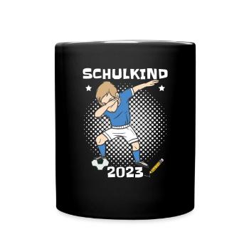 Lustige Schultüte Fußball Schulkind 2023 - Tasse einfarbig - Schwarz - Vorne