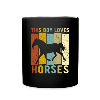 This Boy Loves Horses Boys Horselittle grandma son - Full Colour Mug - black - Front