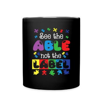 AUTISM AWARENESS Support Autism Kids for Mom Dad - Full Colour Mug - black - Front