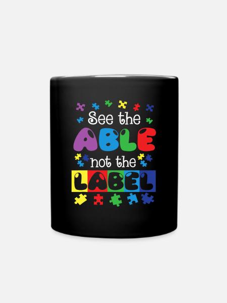 AUTISM AWARENESS Support Autism Kids for Mom Dad - Full Colour Mug - black