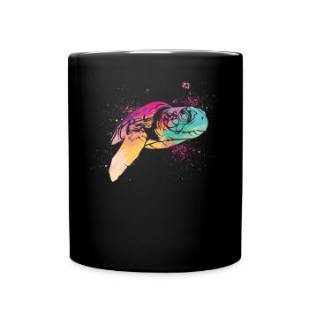 Sea Turtle Tortoise Watercolor - Tasse einfarbig - Schwarz - Vorne