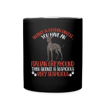 Italienischer Windspiel Windhund Hunde - Tasse einfarbig - Schwarz - Vorne