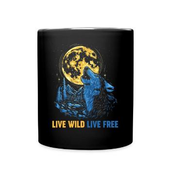 Howling Wolf Live Wild Live Kostenlos - Tasse einfarbig - Schwarz - Vorne