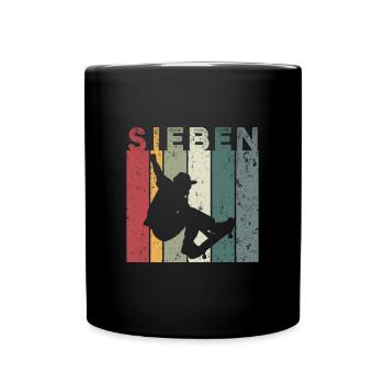 Sieben - Tasse einfarbig - Schwarz - Vorne