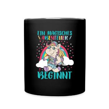 Einschulung Einhorn Mädchen Grundschule - Tasse einfarbig - Schwarz - Vorne