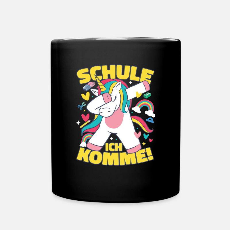 Einhorn Schulkind 2023 Schule Ich Komme - Tasse einfarbig - Schwarz