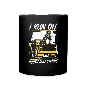 Je cours sur crochets et chaînes conducteur de remorquage - Mug uni - noir - Devant