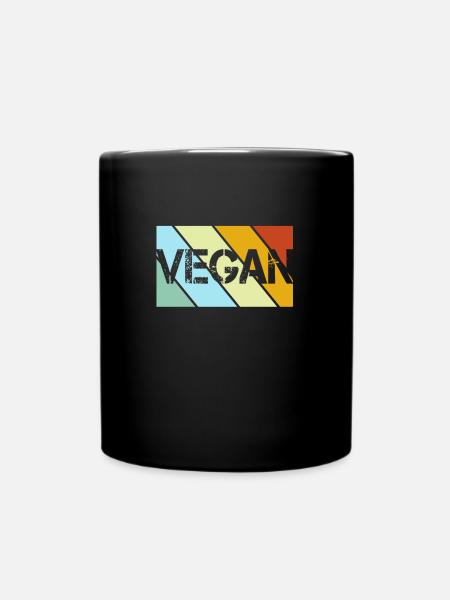 Vegan Retro - Tasse einfarbig - Schwarz