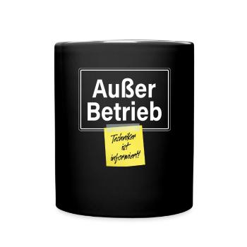 Außer Betrieb Techniker Informiert Faultier Büro - Tasse einfarbig - Schwarz - Vorne
