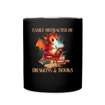 Dragons And Books - Full Colour Mug - black - Front