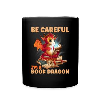 Book Dragon - Tasse einfarbig - Schwarz - Vorne
