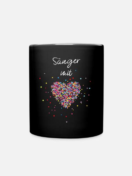 Sänger mit Herz Singern Gesang Musiker Stimme - Tasse einfarbig - Schwarz
