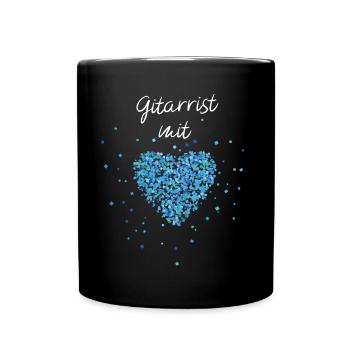Gitarrist mit Herz Gitarre Musiker Gitarrenlehrer - Tasse einfarbig - Schwarz - Vorne