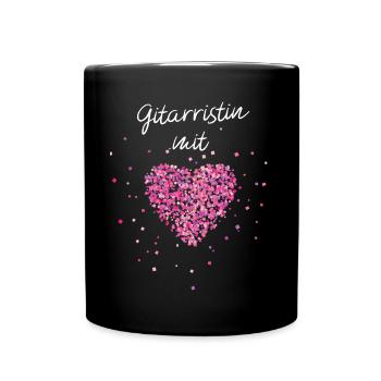 Gitarristin mit Herz E Gitarre Musikgruppe Musik - Tasse einfarbig - Schwarz - Vorne