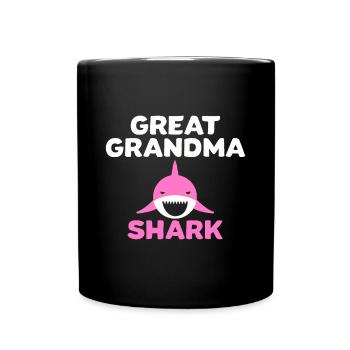 Great Grandma Shark Cute Grandmother Grandparent G - Full Colour Mug - black - Front