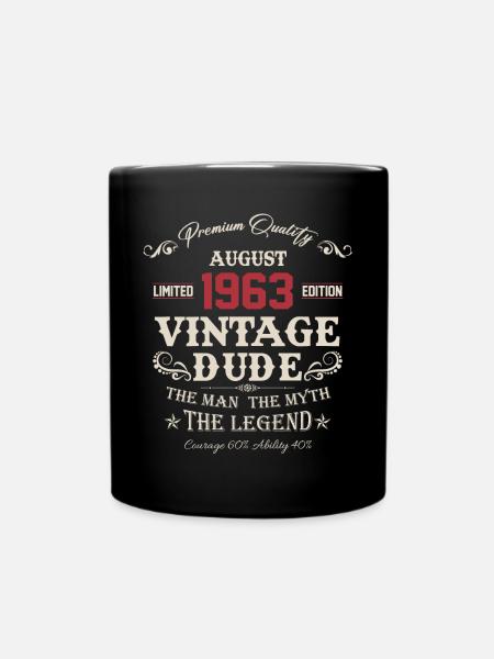 August 1963 Vintage Geburtstag Geschenk - Tasse einfarbig - Schwarz