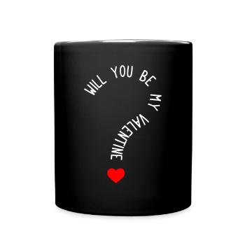 Willst du meine Herzdame sein? Herz Valentinstag - Tasse einfarbig - Schwarz - Vorne