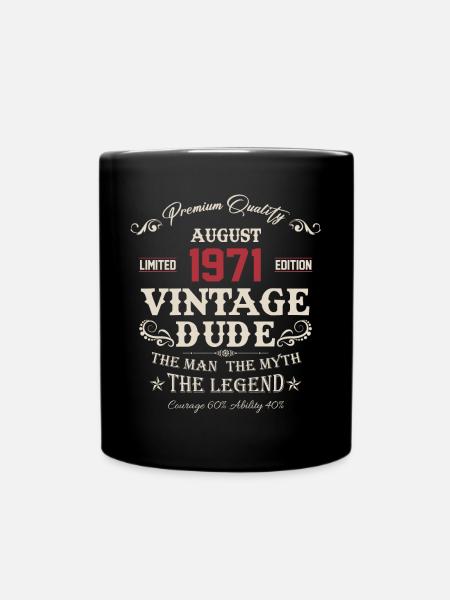 August 1971 Vintage Birthday Gift - Full Colour Mug - black